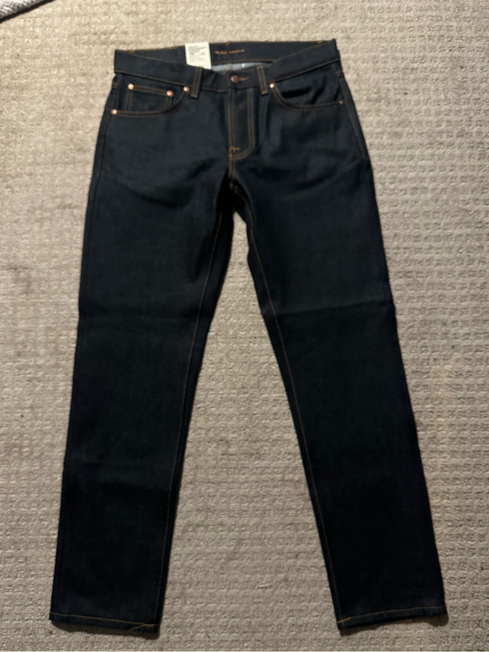 NEW with tags nudie brand jeans Solid Ollie dry abyss raw denim stretch 32 x 32